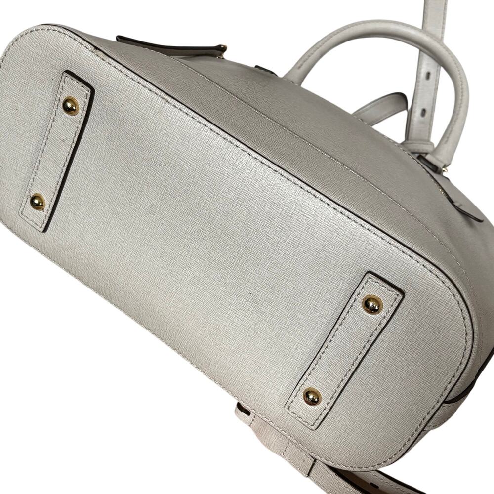 Dooney & Bourke purse light gray/sand saffiano leather 2–way satchel shoulderbag - Picture 9 of 16
